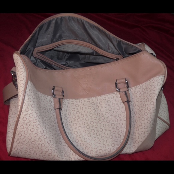 Guess Bags Guess Womens Duffle Bag Pink And Silver Poshmark